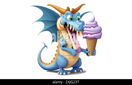 Drache Isst Eis Vektor Illustration Stock Vektor