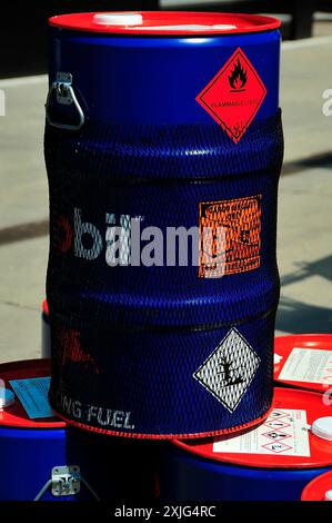 Budapest, Ungarn. Juli 2024. 18. Juli 2024, Hungaroring, Budapest, FORMEL 1 GRAND PRIX 2024 VON UNGARN, im Bild Mobil 1 Benzintrommel Credit: dpa/Alamy Live News Stockfoto