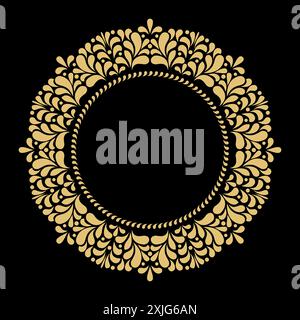 Dekorative Strichkunstrahmen für Designvorlagen. Elegantes Vektorelement für Design im östlichen Stil, Platz für Text. Goldene Umrandung mit Blumenmuster. Schnürung für Einladungen und Grußkarten Stock Vektor