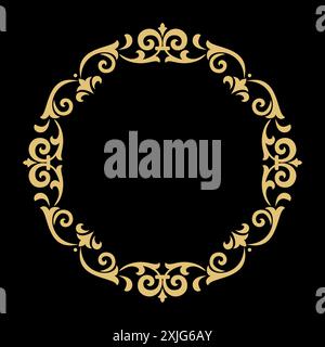Dekorative Strichkunstrahmen für Designvorlagen. Elegantes Vektorelement für Design im östlichen Stil, Platz für Text. Goldene Umrandung mit Blumenmuster. Schnürung für Einladungen und Grußkarten Stock Vektor