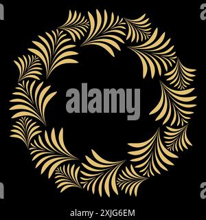 Dekorative Strichkunstrahmen für Designvorlagen. Elegantes Vektorelement für Design im östlichen Stil, Platz für Text. Goldene Umrandung mit Blumenmuster. Schnürung für Einladungen und Grußkarten Stock Vektor