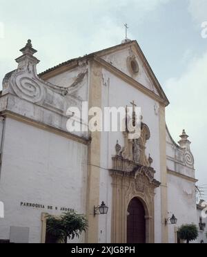 FACHADA DE LA IGLESIA DE SAN ANDRES DE CORDOBA - SIGLO XVIII. LAGE: ST. ANDREW'S KIRCHE. CORDOBA. SPANIEN. Stockfoto