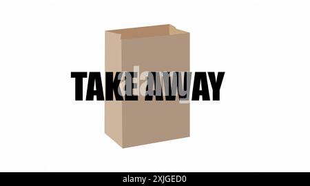 Symbol „Tasche Mitnehmen“. Vektor-isolierte Illustration einer Papiertüte zum Mitnehmen. Schild Zum Mitnehmen Stock Vektor