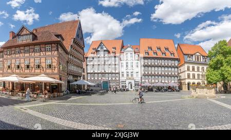 Hildesheim, Deutschland; 16. Juli 2024 - Ein Blick auf die Altstadt von Hildesheim Stockfoto