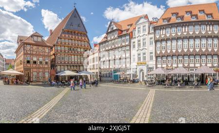 Hildesheim, Deutschland; 16. Juli 2024 - Ein Blick auf die Altstadt von Hildesheim Stockfoto