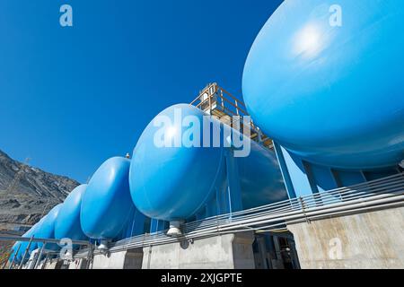 Die Umkehrosmoseanlage in einer Entsalzungsanlage. Stockfoto