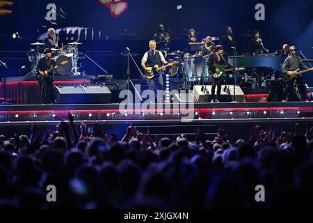 Stockholm, Schweden. Juli 2024. STOCKHOLM, SCHWEDEN 20240718 Bruce Springsteen und die E Street Band spielen am Donnerstagabend, dem zweiten Konzert in Stockholm, in der Strawberry Arena. Foto: Magnus Lejhall/TT/Code 10658 Credit: TT News Agency/Alamy Live News Stockfoto