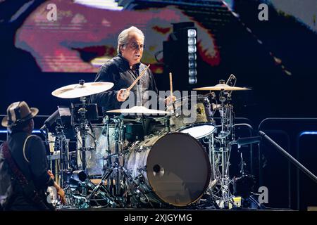 Stockholm, Schweden. Juli 2024. STOCKHOLM, SCHWEDEN 20240718 Bruce Springsteen und die E Street Band spielen am Donnerstagabend, dem zweiten Konzert in Stockholm, in der Strawberry Arena. Foto: Magnus Lejhall/TT/Code 10658 Credit: TT News Agency/Alamy Live News Stockfoto