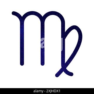 Virgo-Sternzeichen mit Nachthimmel innen isoliert auf weiß Stockfoto