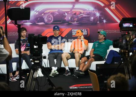 Mogyorod, Ungarn. Juli 2024. Fahrer, während der Fahrerpressekonferenz vom 18. Juli 2024 des Formel-1-Großen Preises von Ungarn, der vom 19. juli bis 21. juli 2024 auf der Hungaroring-Strecke in Mogyorod, Budapest, Ungarn stattfinden soll (Foto: Alessio de Marco/SIPA USA) Credit: SIPA USA/Alamy Live News Stockfoto
