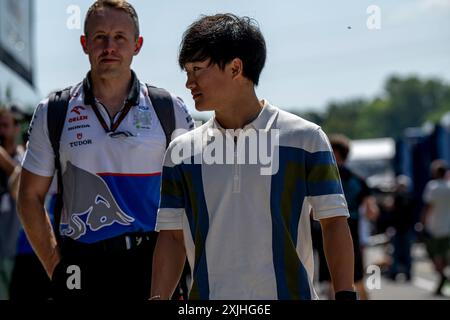 Mogyorod, Ungarn, 18. Juli, Yuki Tsunoda, aus Japan, tritt für Racing Bulls an. Der Aufstand, Runde 13 der Formel-1-Meisterschaft 2024. Quelle: Michael Potts/Alamy Live News Stockfoto