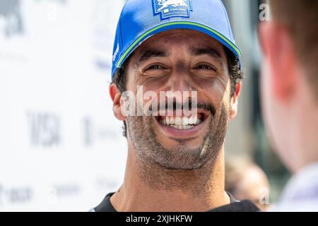 Mogyorod, Ungarn, 18. Juli, Daniel Ricciardo, aus Australien, tritt für Racing Bulls an. Der Aufstand, Runde 13 der Formel-1-Meisterschaft 2024. Quelle: Michael Potts/Alamy Live News Stockfoto