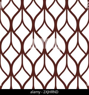 Abstraktes geometrisches Muster mit welligen Linien, Streifen. Ein nahtloser Vektorhintergrund. Braune und weiße Ornamente. Stock Vektor