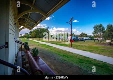 Toogoolawah, Queensland, Australien - Historisches Bahnhofsgebäude am Brisbane Valley Rail Trail Stockfoto