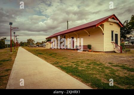 Toogoolawah, Queensland, Australien - Historisches Bahnhofsgebäude am Brisbane Valley Rail Trail Stockfoto