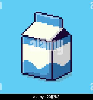 Vektorillustration von Box Milk mit Pixel Art Design, perfekt für Spielelemente Thementwürfe Stock Vektor