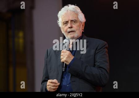 Mailand, Mailand. Juli 2024. Concerto di Nicola Piovani nel Cortile d'onore del palazzo di Brera - Milano - Giovedì 17 Luglio 2024 (Foto Claudio Furlan/Lapresse) Nicola Piovani Konzert im Cortile d'onore des Palastes Brera - Mailand - Donnerstag, 17. Juli 2024 (Foto Claudio Furlan/Lapresse) Credit: LaPresse/Alamy Live News Stockfoto