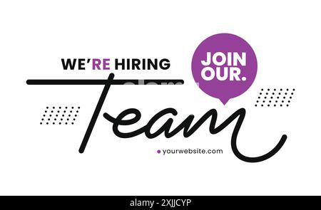 Werden Sie Teil unserer Teamsprechblase im handschriftlichen Stil. Handgezeichneter Schriftstil, einzeilige Zeichnung, Unterschrift, Pinsel, Kalligraphie, Monoline. Vektor Stock Vektor