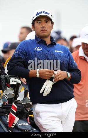 Japans Hideki Matsuyama am 18. Juli 2024 auf dem 16. Loch während des ersten Tages der British Open Golf Championships 2024 im Royal Troon Golf Club in Troon, Schottland. Quelle: Koji Aoki/AFLO SPORT/Alamy Live News Stockfoto