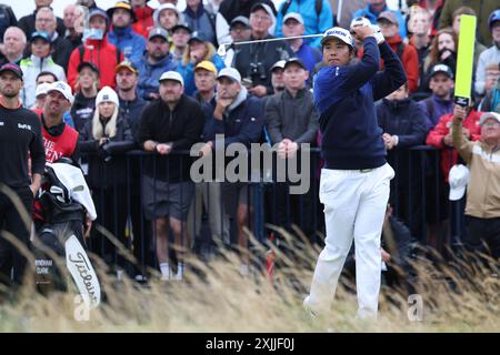 Japans Hideki Matsuyama am 18. Juli 2024 im Royal Troon Golf Club in Troon, Schottland, am 17. Loch 2024. Quelle: Koji Aoki/AFLO SPORT/Alamy Live News Stockfoto