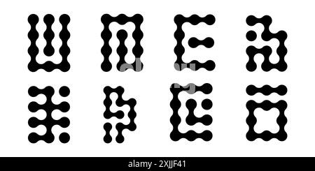 Metaball-Runde einfache BLOB Morph-Bälle. Abstrakte Form, arganische geometrische Flüssigkeiten isoliert auf weißem Hintergrund. Connected Dots Nervenzellpunkte oder Computer Nano. Vektorabbildung Stock Vektor