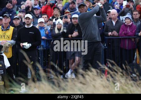 Tiger Woods der Vereinigten Staaten am 18. Juli 2024 am 17. Loch der British Open Golf Championships 2024 im Royal Troon Golf Club in Troon, Schottland. Quelle: Koji Aoki/AFLO SPORT/Alamy Live News Stockfoto