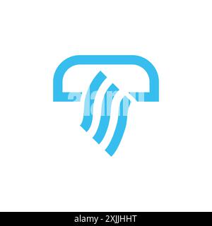 Letter t Quallen einfacher geometrischer abstrakter Logo-Vektor Stock Vektor