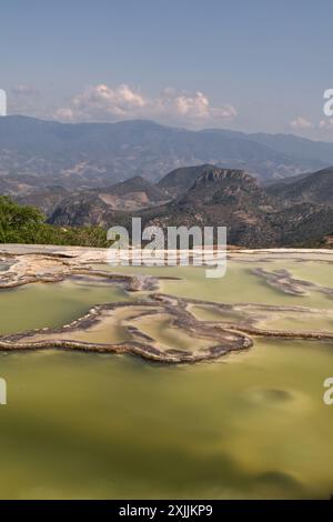 Landschaft der natürlichen Pools in den Bergen von Hierve el Agua, Oaxaca Stockfoto