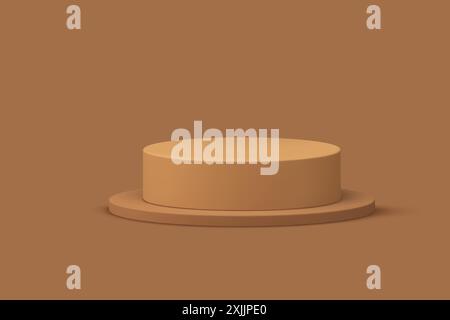 3D Zylinder Schritt Podium Sockel beige neutrale Schaufenster für Produkt kommerzielle Präsentation Vektor Illustration. Realistische Runde Runde Runde Runde Runde Runde Runde Runde Runde Runde Runde Runde Stock Vektor