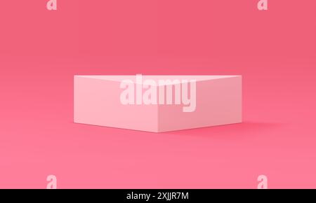 Rosa 3D Podium weicher Sockel abstrakt Dreieck Stand feminine Produktpräsentation realistische Vektor-Illustration. Elegante dreieckige Anzeige in Pastellfarben Stock Vektor