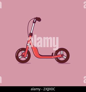 E-Scooter auf rosa Hintergrund. Vektorabbildung mit flachem Stil Stock Vektor