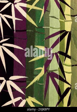 Blattstempel Batik. Blattmuster. Sanfte digitale Illustration mit komplizierten Blattdesigns in Erdtönen. Elegant und von Natur inspiriert, perfekt für jeden Stockfoto