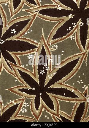 Blattstempel Batik. Blattmuster. Sanfte digitale Illustration mit komplizierten Blattdesigns in Erdtönen. Elegant und von Natur inspiriert, perfekt für jeden Stockfoto