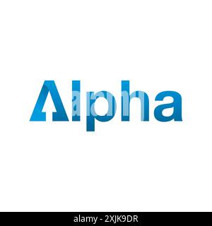 Logo-Design-Vektor mit Alpha-Pfeil-Wortmarke. Modernes Schriftzeichen mit Buchstabe A und Pfeil-Logo Stock Vektor