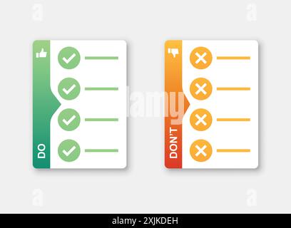 Do and Do Symbol in flacher Form. DOS- und Don'TS-Vektorillustration auf isoliertem Hintergrund. Vor- und Nachteile unterzeichnen Geschäftskonzept. Stock Vektor