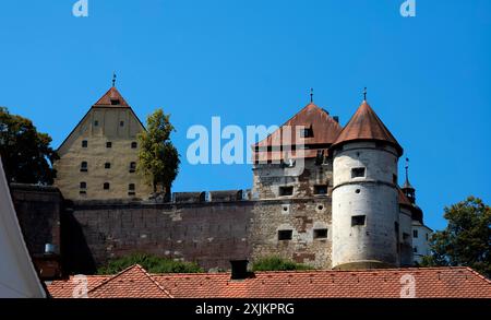 Burg Hellenstein aus der Altstadt, Heidenheim an der Brenz, Baden-Württemberg, Deutschland Stockfoto