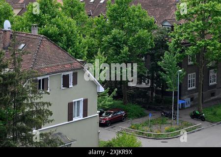 Symbol Foto Appartementblöcke Alte Wohnungen Dächer Stockfoto