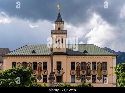 Traditionelle Hausfassaden im bayerischen Stil, Bad Reichenhall, Bayern, Deutschland Stockfoto