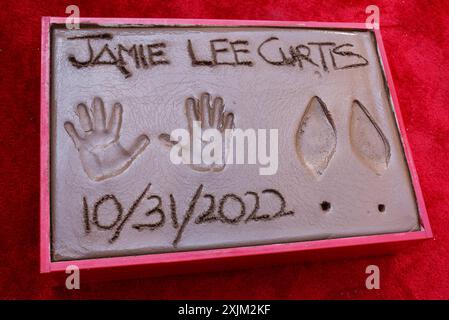 Jamie Lee Curtis bei Jamie Lee Curtis Hand- und Fußabdruck in Zement-Zeremonie am 12. Oktober 2022 im TCL Chinese Theatre in Hollywood, USA Stockfoto