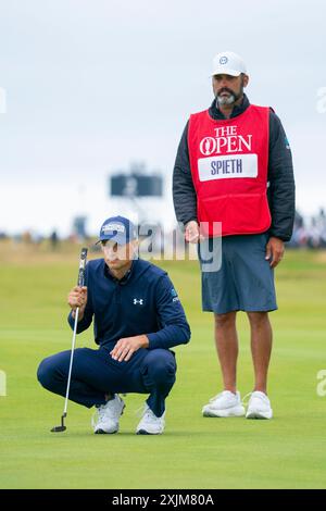 Troon, Schottland, Großbritannien. Juli 2024. Runde 2 der 152. Open Championship findet auf dem Golfplatz Royal Troon statt. Bild: Jordan Spieth. Iain Masterton/Alamy Live News Stockfoto