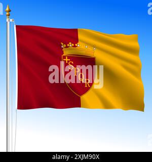 Rom, Italien, schwenkende Flagge der Stadt, europa, Vektor-Illustration Stock Vektor