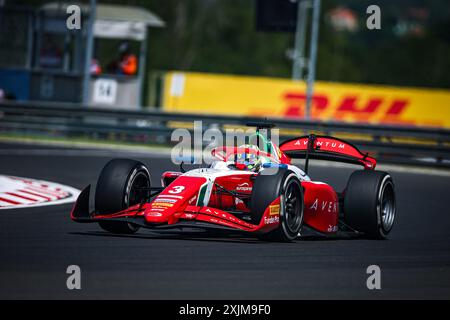 03 BEARMAN Oliver (gbr), Prema Racing, Dallara F2 2024, Action während der 9. Runde der FIA Formel 2 Meisterschaft 2024 vom 19. Bis 21. Juli 2024 auf dem Hungaroring in Mogyorod, Ungarn - Foto Xavi Bonilla / DPPI Stockfoto