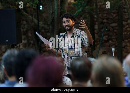 Ismael Sempere, poetisches Konzert, Oratori de Sant Blai, Campos, Mallorca, Balearen, Spanien poetisches Konzert, Oratori de Sant Blai, Campos, Mallorca Stockfoto