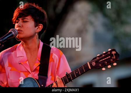 Anna Andreu im Konzert, La mida, La Lluna EN Vers Festival, Binissalem, Mallorca, Balearen, Spanien Stockfoto