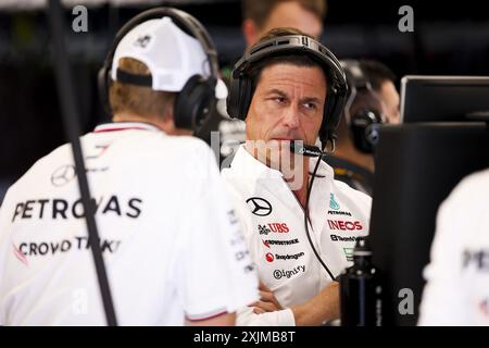 WOLFF Toto (aut), Teamleiter &amp; CEO des Mercedes AMG F1 Teams, Porträt und SCHUMACHER Mick (ger), Reservefahrer des Mercedes AMG F1 Teams, Porträt während des Formel 1 Grand Prix 2024 von Ungarn, 13. Runde der Formel 1 Weltmeisterschaft 2024 vom 19. bis 21. Juli 2024 auf dem Hungaroring in Mogyorod, Ungarn Stockfoto