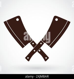 cleaver Crossed-Logo, Metzgermotiv Stock Vektor