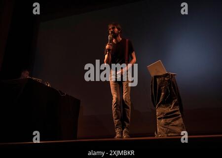 A Lluz, Orion E A Nova Lluz, poetische Show, Miguel Rodriguez und Andres Rodriguez, Santanyi, Mallorca, Balearen, Spanien Stockfoto