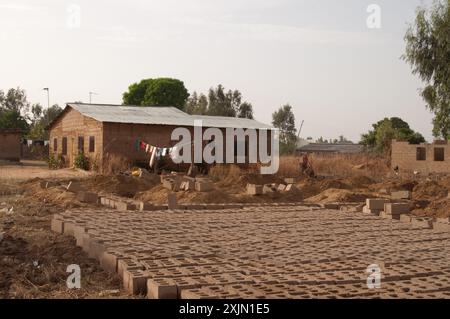 Ziegelfabrik, Kaduna Staat, Nigeria, Afrika - Ziegelsteine trocknen in der Sonne Stockfoto