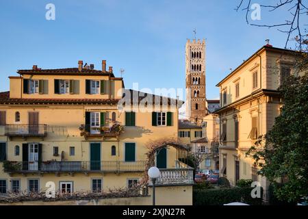 Glockenturm der Kathedrale von Lucca, Duomo di San Martino, Lucca, Toskana, Italien Stockfoto