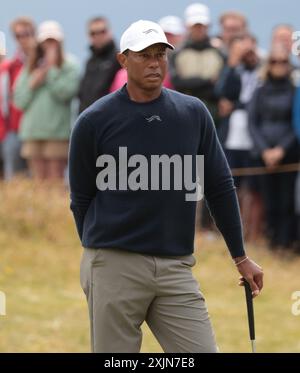 Troon, Großbritannien. Juli 2024. American Tiger Woods während der zweiten Runde bei der 152. Open Championship im Royal Troon Golf Club in Troon, Schottland am Freitag, den 19. Juli 2024. Tiger Woods verpasste den Schnitt und endete mit einem Ergebnis von 14 über Par. Foto: Hugo Philpott/UPI Credit: UPI/Alamy Live News Stockfoto